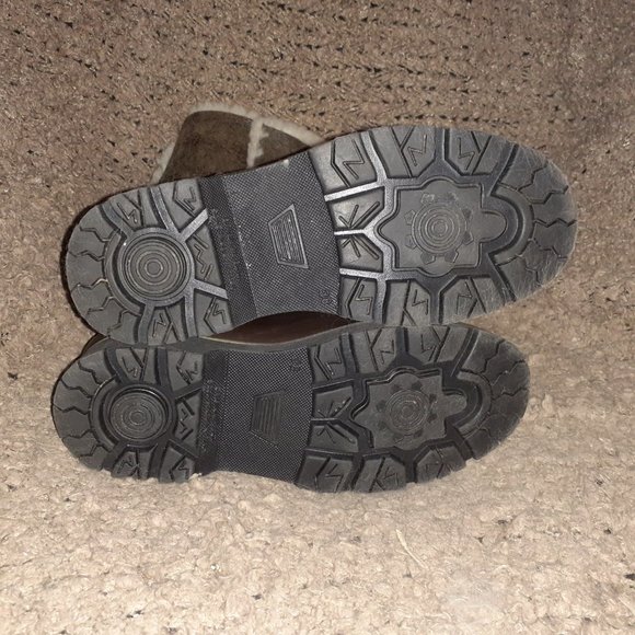 SAUTE MOUTON-Brown Leather/Distressed-Cream Sheepskin & Lining-Sz 38-Excellent - Picture 8 of 8